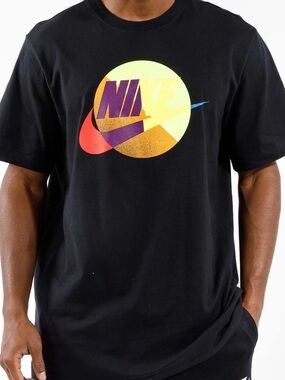 Nike Black Short Sleeve Tee with Multicolor Retro Logo